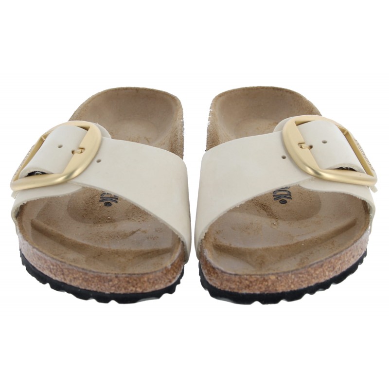 Birkenstock Madrid Big Buckle Slider in Ecru Birko Flor